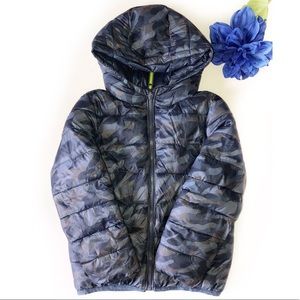 REBEL BY PRIMARK SIZE 5-6 REVERSIBLE BLUE CAMO PU